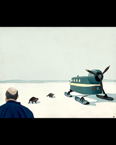 Torben and his two raccoons boarding the polar bus